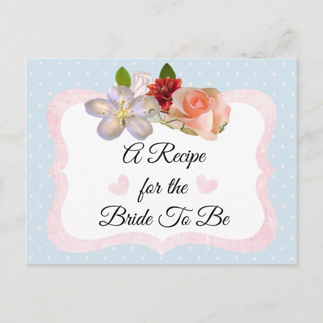 Carte de recette bleue et Rose or rose pâle (Devant)