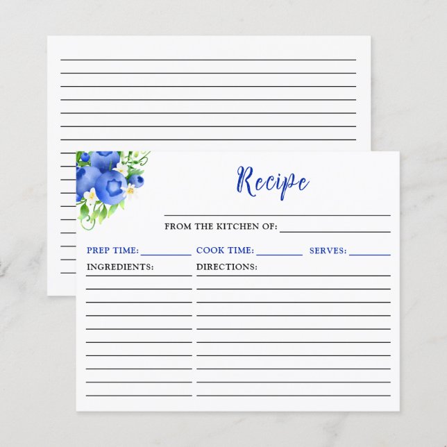 Carte de recette Blueberries et Foliage (Devant / Derrière)