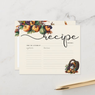 Carte de recette Citrouille Boho Watercolor