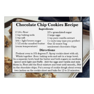 Carte de recette Cookie Chip Chocolate