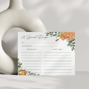 Carte de recette d'abeille au miel en fleurs d'ora