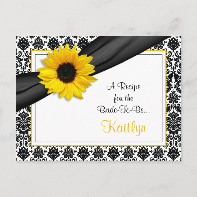 Carte de recette Damask Yellow Sunflower pour la m (Devant)