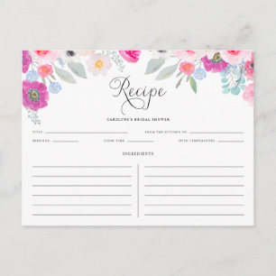 Carte de recette d'anémones violet et rose