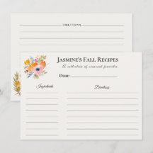 Carte de recette d'automne – Cuisine aquarelle