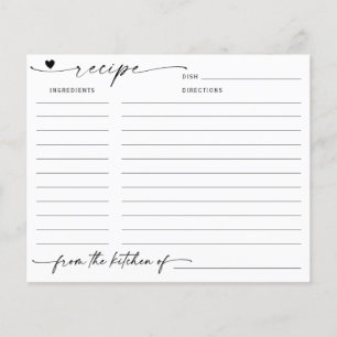 Carte de recette de Baby Shower de calligraphie mi