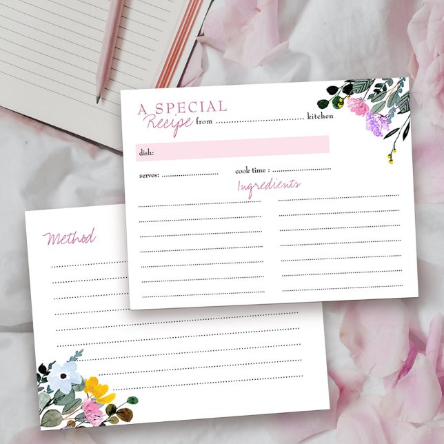 Carte de recette de Baby Shower de mariage dans un (Pretty recipe cards from my Wildflower Lawn Collection.)