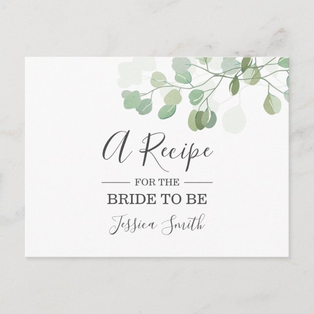 Carte de recette de Baby Shower Eucalyptus Bohème  (Devant)