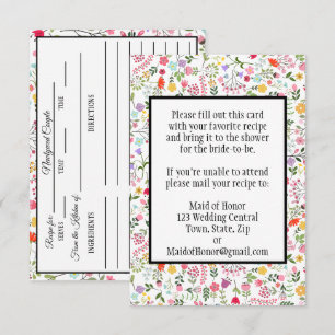 Carte de recette de Baby Shower Fleurs sauvages su