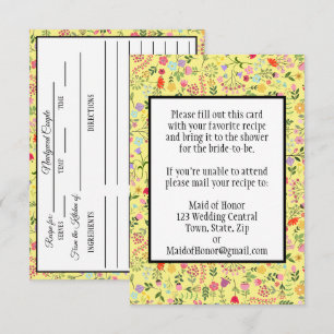 Carte de recette de Baby Shower Fleurs sauvages su