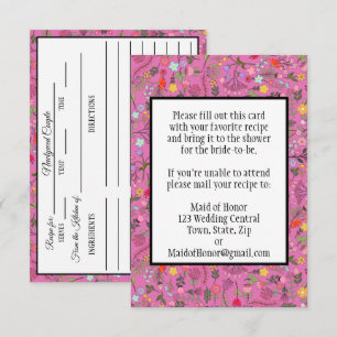 Carte de recette de Baby Shower Fleurs sauvages su