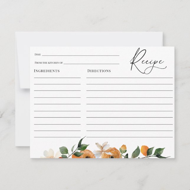Carte de recette de Baby Shower pour la Mariée Fle (Devant)