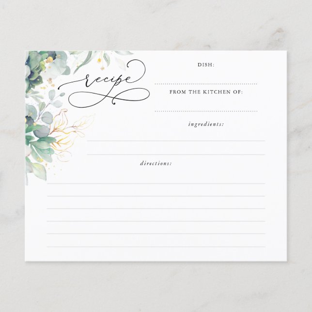 Carte de recette de Baby Shower Succulents Vert do (Devant)