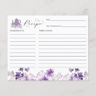 Carte de recette de Baby Shower Thè