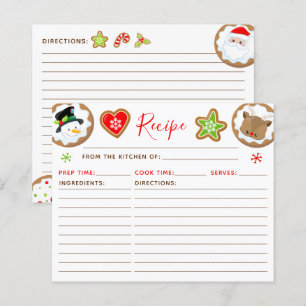 Carte de recette de biscuits de Noël rouges et ver