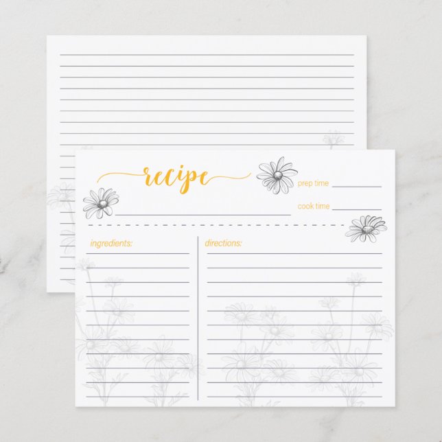 Carte de recette de champ Fleur de marguerite (Devant / Derrière)