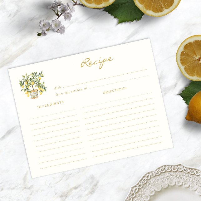 Carte de recette de citron (Italian Lemon Recipe Card by Painted Paperie)