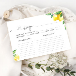 Carte de recette de citrons d'aquarelle