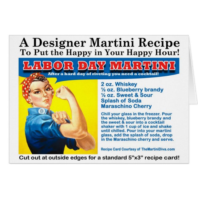 Carte de recette de cocktail de Martini de Fête du (Devant horizontal)