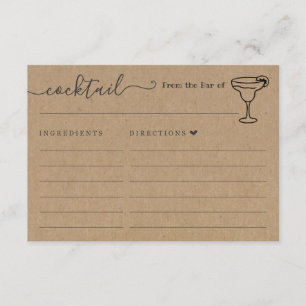 Carte de recette de cocktail pour le Bar - Kraft