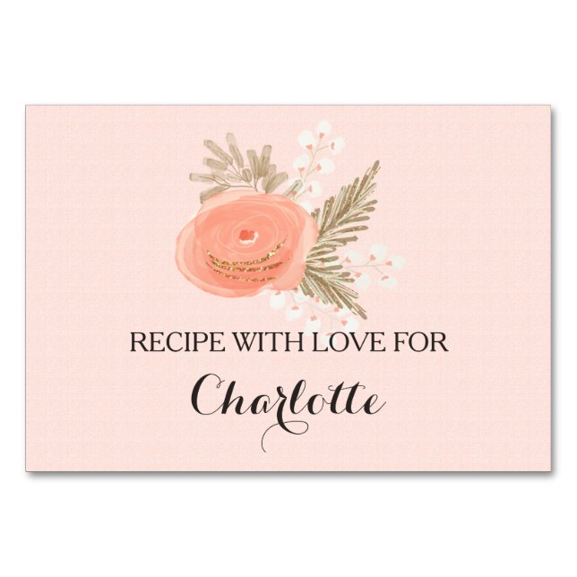 carte de recette de douche à fleurs florales d'ivo (Devant)