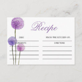 Carte de recette de douche de fleurs violettes