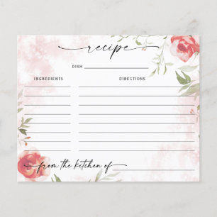 Carte de recette de douche de mariage florale aqua
