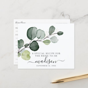 Carte de recette de douche de mariée Eucalyptus Go