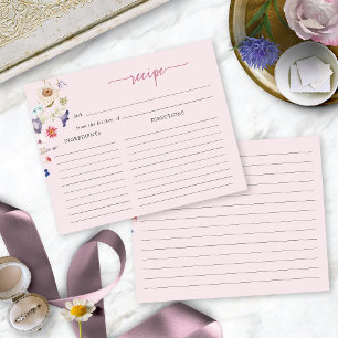 Carte de recette de douche de mariée rose