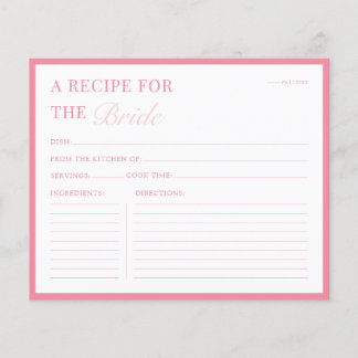 Carte de recette de douche de mariée Rose moderne