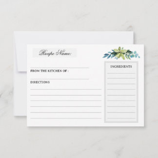 Carte de recette de douche nuptiale de couleur ver
