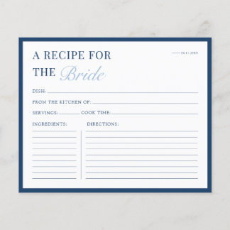 Carte de recette de douche nuptiale Moderne Bleu N