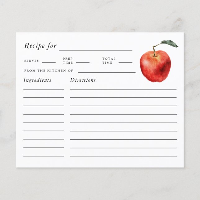 Carte de recette de Fête des mariées Apple rustiqu (Devant)