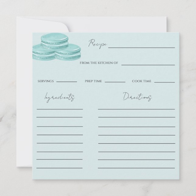 Carte de recette de Fête des mariées bleu turquois (Devant)