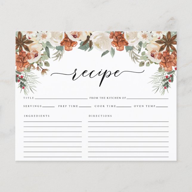 Carte de recette de Fête des mariées d'aquarelle d (Devant)