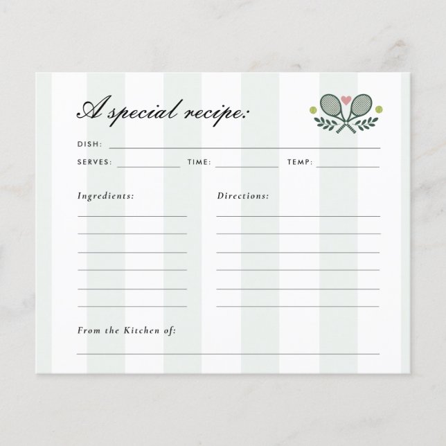 Carte de recette de Fête des mariées de tennis de  (Devant)