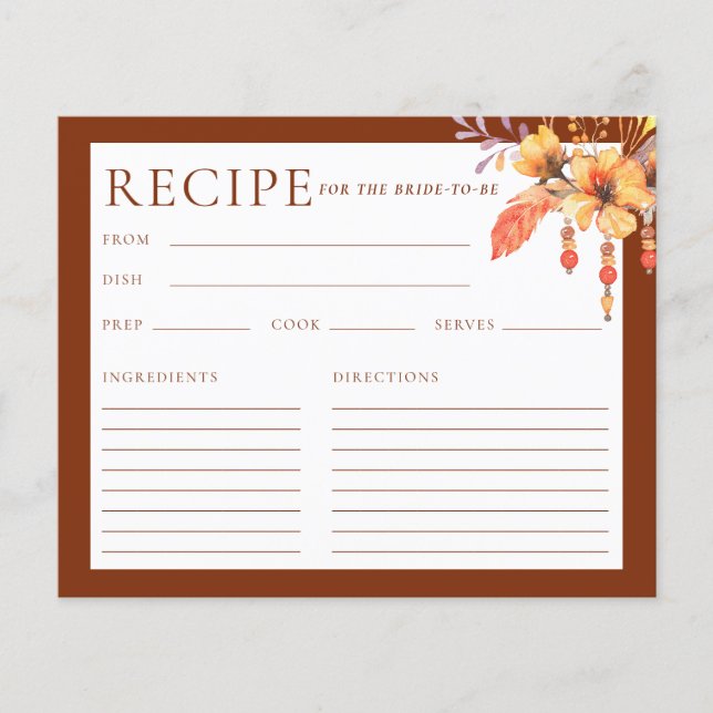 Carte de recette de Fête des mariées d'orange flor (Devant)