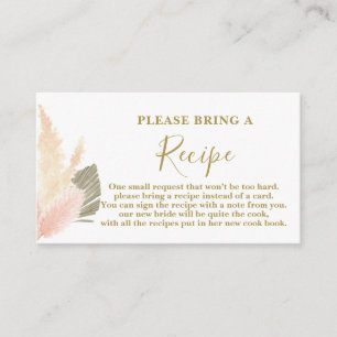 Carte de recette de Fête des mariées en laiton Pam