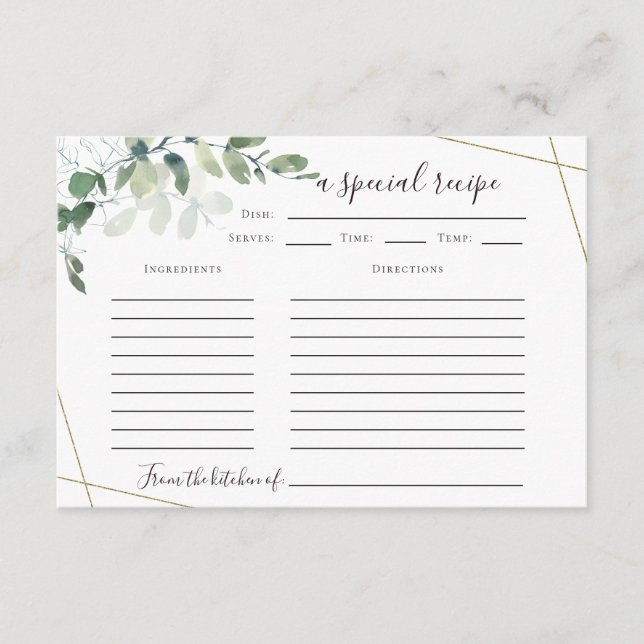 Carte de recette de Fête des mariées Eucalyptus 3, (Devant)