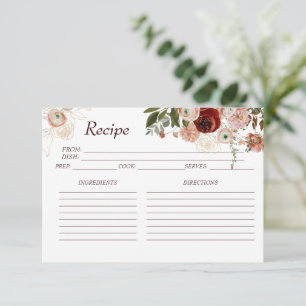 Carte de recette de Fête des mariées florale Boho 