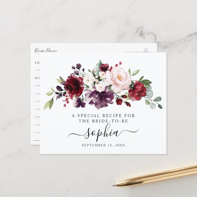 Carte de recette de Fête des mariées florale Burgu (Devant/Arrière en situation)
