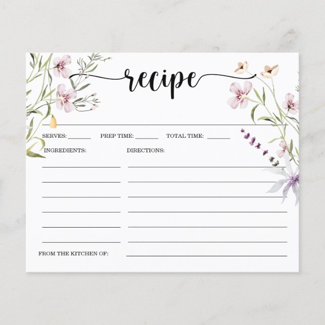Carte de recette de Fête des mariées minimale fleu (Devant)