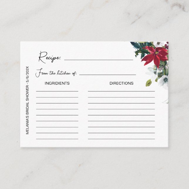 Carte de recette de Fête des mariées Poinsettia d' (Devant)