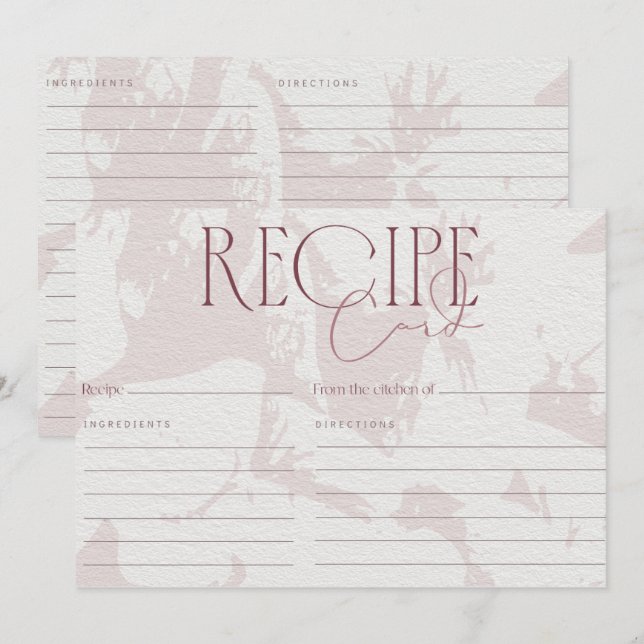 Carte de recette de Fête des mariées rose pâle (Devant / Derrière)