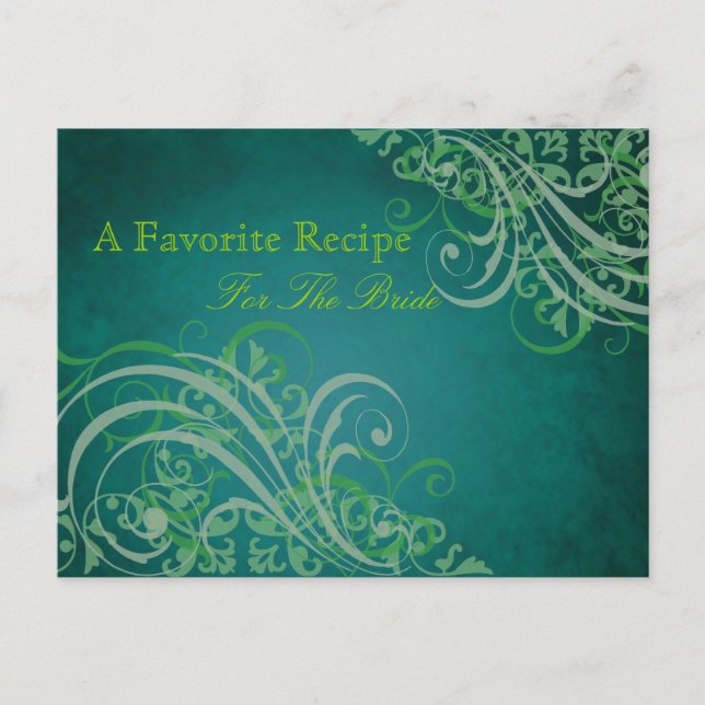 Carte de recette de Fête des mariées verte baroque (Devant)