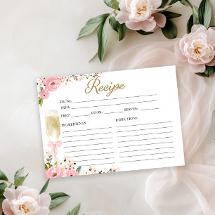 Carte de recette de fête prénuptiale au champagne