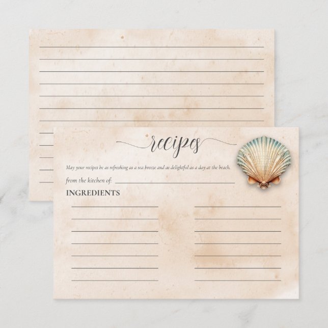 Carte de recette de fête prénuptiale pour la futur (Devant / Derrière)