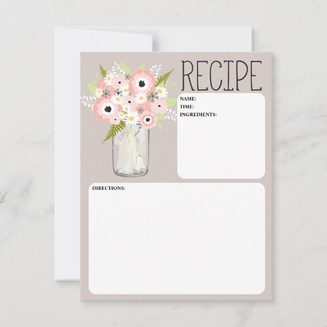 Carte de recette de fleurs dans un bocal Mason (Devant)