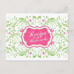 Carte de recette de fleurs rose pour la mariée