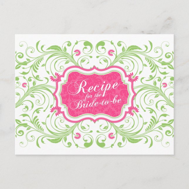 Carte de recette de fleurs rose pour la mariée (Devant)