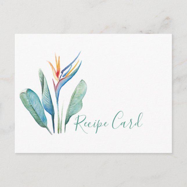 Carte de recette de fleurs tropicales Aquarelle (Devant)